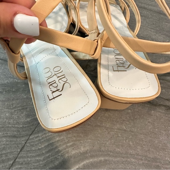 New Franco Sarto cream strap sandals with 3” block heel - Picture 3 of 9